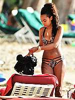 Leigh Anne Pinnock In Bikini On A Beach In Barbados