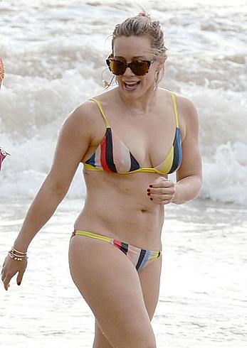 Hilary Duff wearing a bikini at a beach in Maui