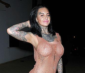 Jemma Lucy nude boobs unders see through dress on holiday in Portugal