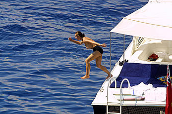 French Carole Bouquet topless on a yacht near St Tropez