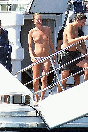 Kate Moss caught topless on a yacht