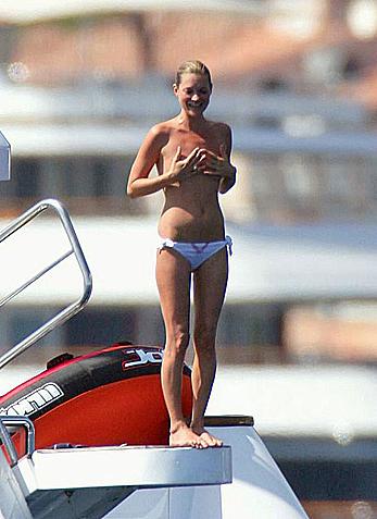 Kate Moss caught topless on a yacht