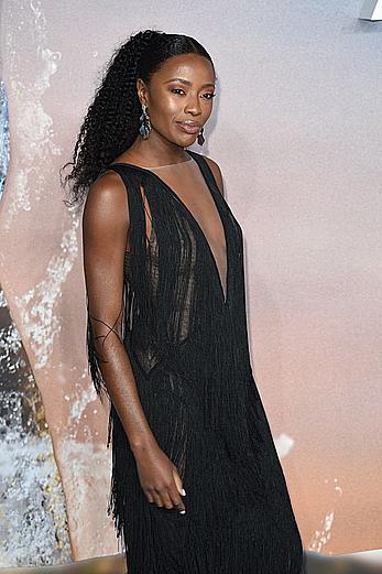 Black AJ Odudu in see through dress at the Aquaman World Premiere in London’s Leicester Square  (1)