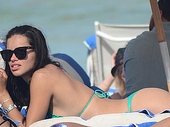 Adriana Lima in green bikiniin Miami