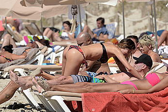 Aida Yespica enjoying day on the beach in Formentera