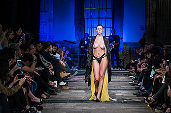 Alejandra Guilmant runway topless at Mercedes Benz Fashion Week