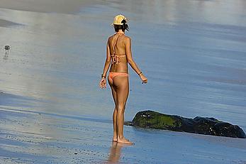 Alessandra Ambrosio in bikini enjoying day on the beach in Malibu