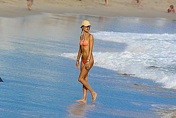 Alessandra Ambrosio in bikini enjoying day on the beach in Malibu