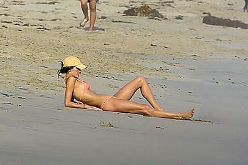 Alessandra Ambrosio in bikini enjoying day on the beach in Malibu