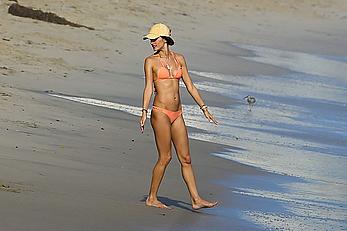 Alessandra Ambrosio in bikini enjoying day on the beach in Malibu