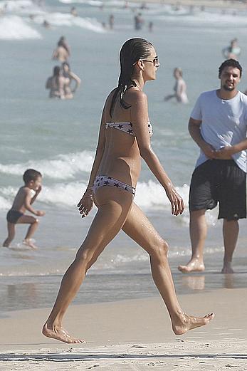 Alessandra Ambrosio in bikini on the beach in Florianopolis