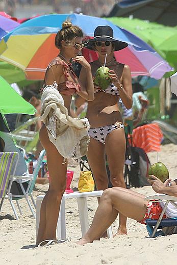 Alessandra Ambrosio in bikini on the beach in Florianopolis