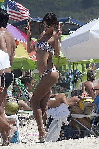 Alessandra Ambrosio in bikini on the beach in Florianopolis