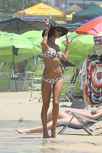 Alessandra Ambrosio in bikini on the beach in Florianopolis