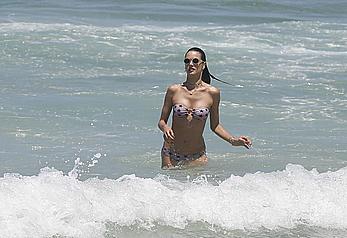 Alessandra Ambrosio in bikini on the beach in Florianopolis