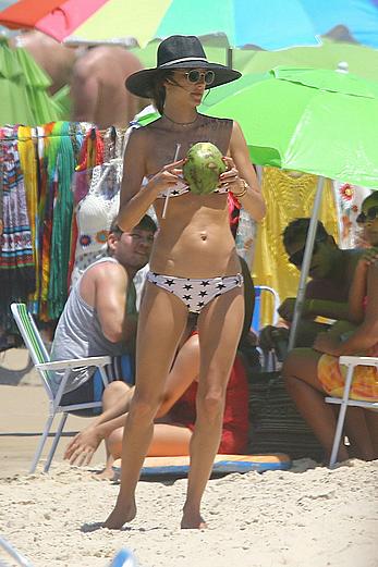 Alessandra Ambrosio in bikini on the beach in Florianopolis