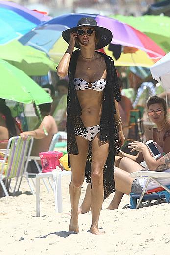 Alessandra Ambrosio in bikini on the beach in Florianopolis