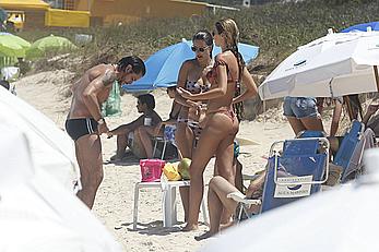 Alessandra Ambrosio in bikini on the beach in Florianopolis