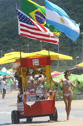 Alessandra Ambrosio in bikini on the beach in Florianopolis