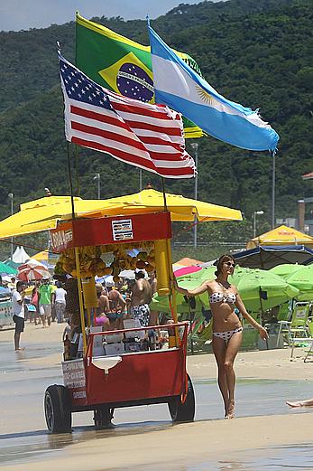 Alessandra Ambrosio in bikini on the beach in Florianopolis