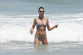 Alessandra Ambrosio in bikini on the beach in Florianopolis