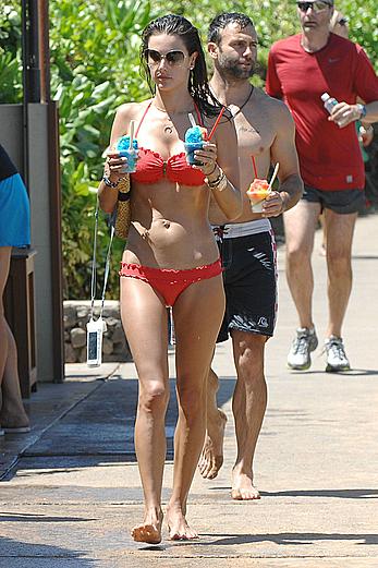 Alessandra Ambrosio in red bikini in Hawaii