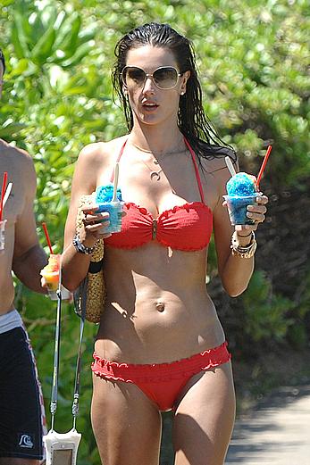 Alessandra Ambrosio in red bikini in Hawaii