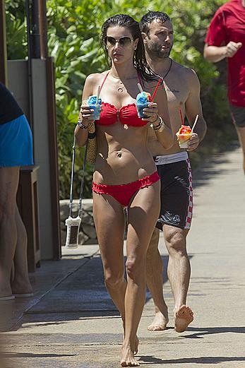 Alessandra Ambrosio in red bikini in Hawaii