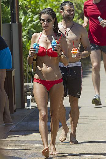 Alessandra Ambrosio in red bikini in Hawaii