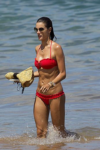 Alessandra Ambrosio in red bikini in Hawaii