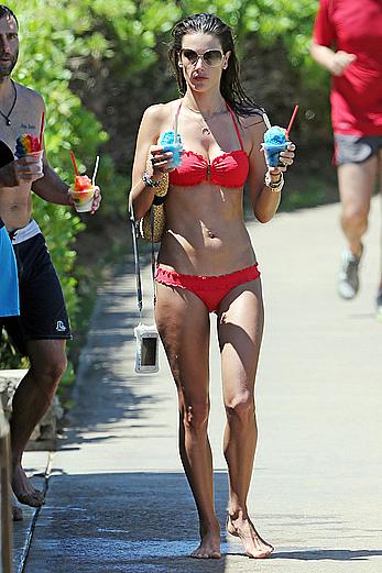 Alessandra Ambrosio in red bikini in Hawaii