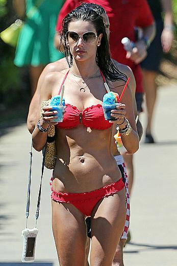 Alessandra Ambrosio in red bikini in Hawaii