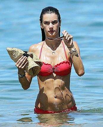 Alessandra Ambrosio in red bikini in Hawaii