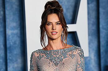 Alessandra Ambrosio in see through dress at 2023 Vanity Fair Oscar Party Hosted By Radhika Jones