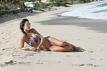 Alessandra Ambrosio wearing a bikini in St Barts