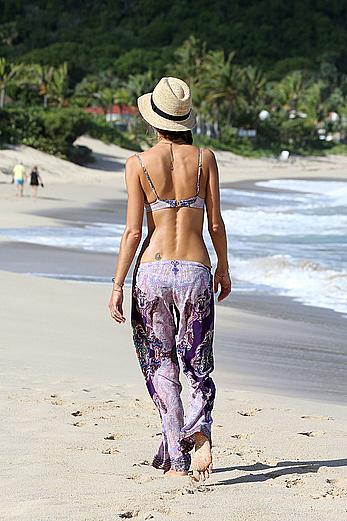 Alessandra Ambrosio wearing a bikini in St Barts