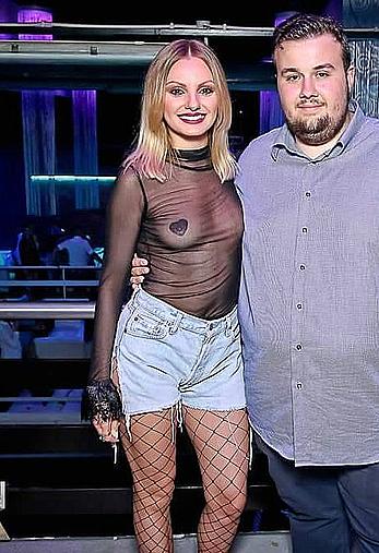 Alexandra Stan in a see through top at club Faraon