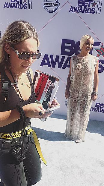 Alexis Skyy in see through dress attends the BET Awards