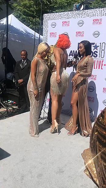 Alexis Skyy in see through dress attends the BET Awards