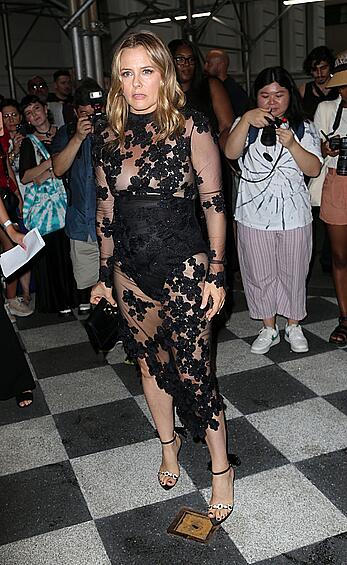 Alicia Silverstone in a see through dress at the Christian Siriano Show Spring Summer 2024