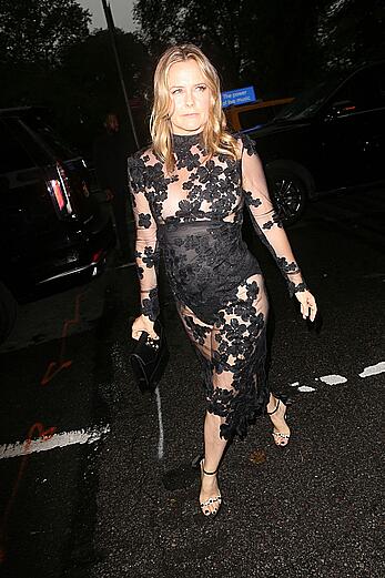 Alicia Silverstone in a see through dress at the Christian Siriano Show Spring Summer 2024