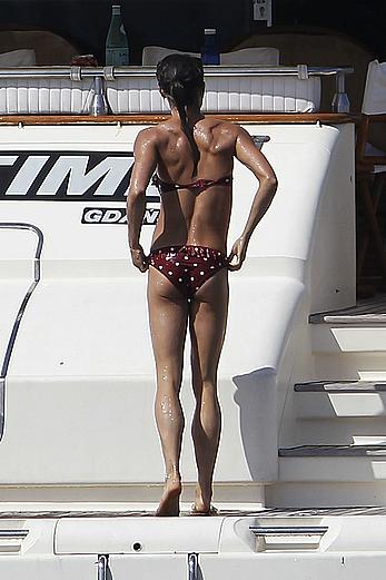 Alicia Vikander swimming in bikini on a yacht