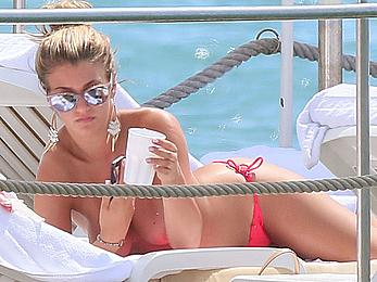 Amy Willerton sunbathing topless in Cannes