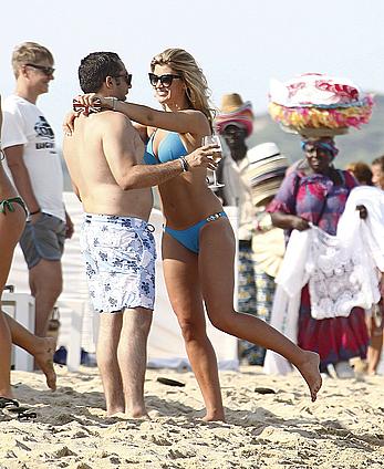 Amy Willerton wearing blue bikini in Saint-Tropez