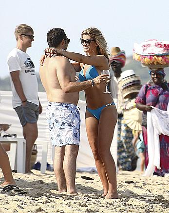 Amy Willerton wearing blue bikini in Saint-Tropez