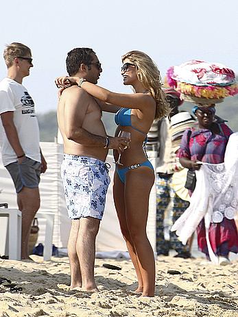 Amy Willerton wearing blue bikini in Saint-Tropez