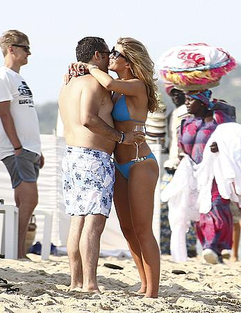 Amy Willerton wearing blue bikini in Saint-Tropez