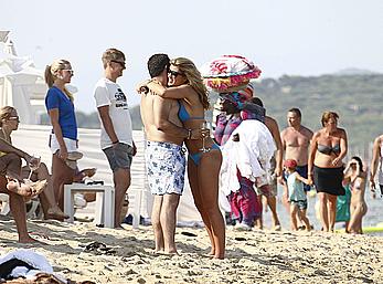 Amy Willerton wearing blue bikini in Saint-Tropez