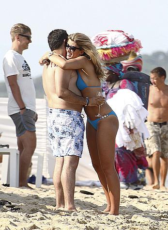 Amy Willerton wearing blue bikini in Saint-Tropez