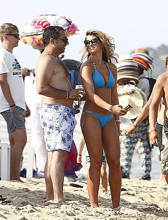 Amy Willerton wearing blue bikini in Saint-Tropez